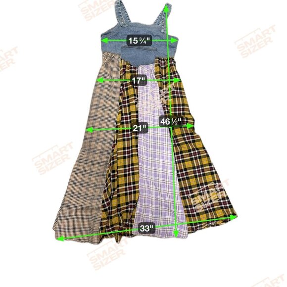Ces Femme Overall Plaid Denim Long Dress Sz Small Pockets Country Farmgirl Rodeo - Picture 3 of 16